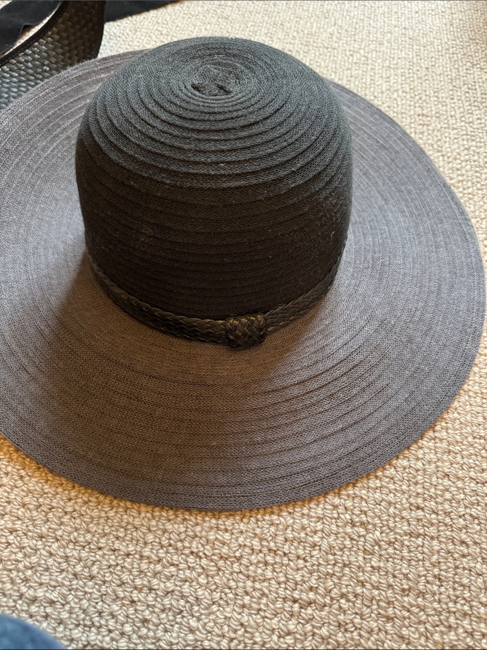 Black Wide Brim Sun Hat with Braided Band